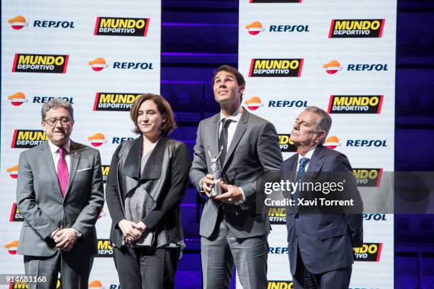 Rafael Nadal receives the best sportman of the year award during the 70th Mundo Deportivo Gala on February 5, 2018 in Barcelona, Spain.