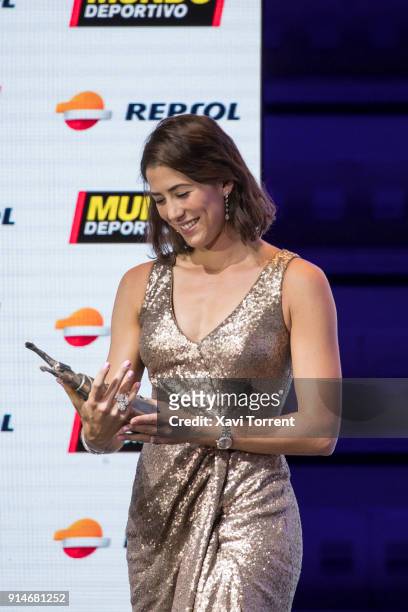 Garbiñe Muguruza receives the best sportwoman of the year award during the 70th Mundo Deportivo Gala on February 5, 2018 in Barcelona, Spain.