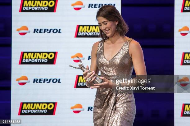 Garbiñe Muguruza receives the best sportwoman of the year award during the 70th Mundo Deportivo Gala on February 5, 2018 in Barcelona, Spain.