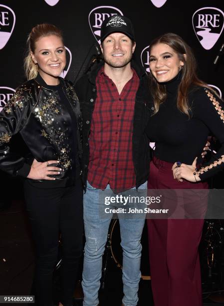 Kelsea Ballerini, Jacob Davis, and Abby Anderson attend the 2018 Black River Entertainment CRS show featuring Jacob Davis, Abby Anderson, Kelsea...