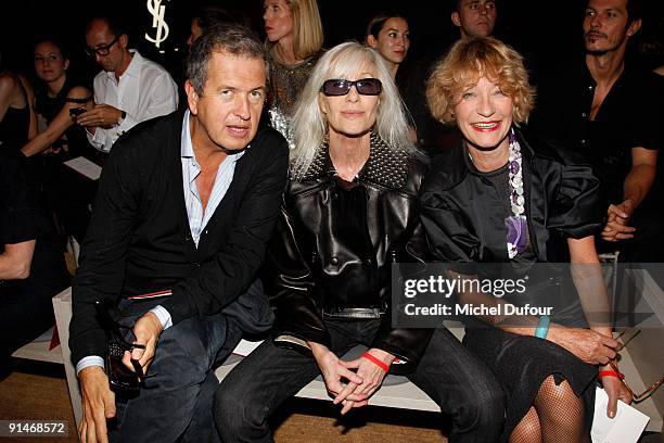 Mario Testino, Betty Catroux and Loulou de la Falaise attends Yves Saint Laurent Pret a Porter show as part of the Paris Womenswear Fashion Week...