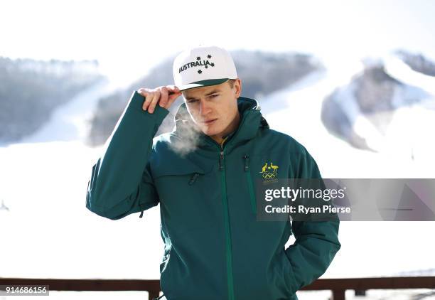 Australian Mogul Skier Brodie Summers poses during previews ahead of the PyeongChang 2018 Winter Olympic Games at Alpensia on February 6, 2018 in...