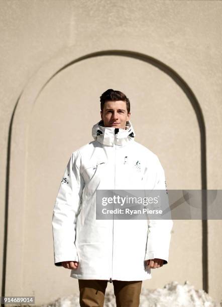 Australian Mogul Skier Matt Graham poses during previews ahead of the PyeongChang 2018 Winter Olympic Games at Alpensia on February 6, 2018 in...