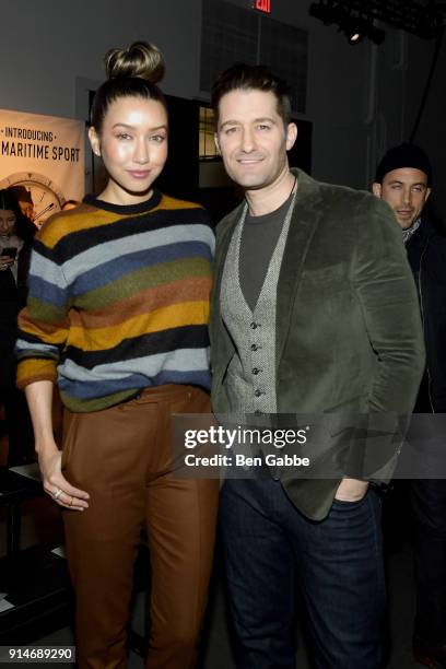 Actress Renee Puente and actor Matthew Morrison attend the Todd Snyder fashion show during New York Fashion Week at Pier 59 on February 5, 2018 in...