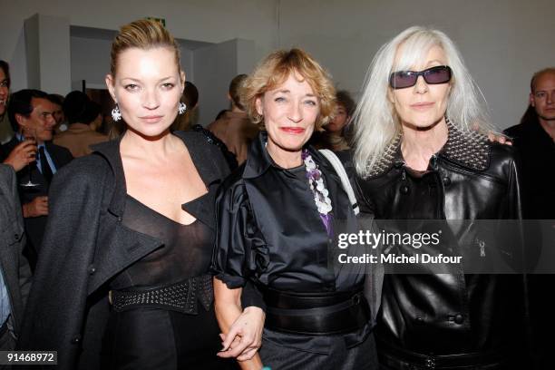 Kate Moss, Betty Catroux and Loulou de la Falaise attend Yves Saint Laurent Pret a Porter show as part of the Paris Womenswear Fashion Week...