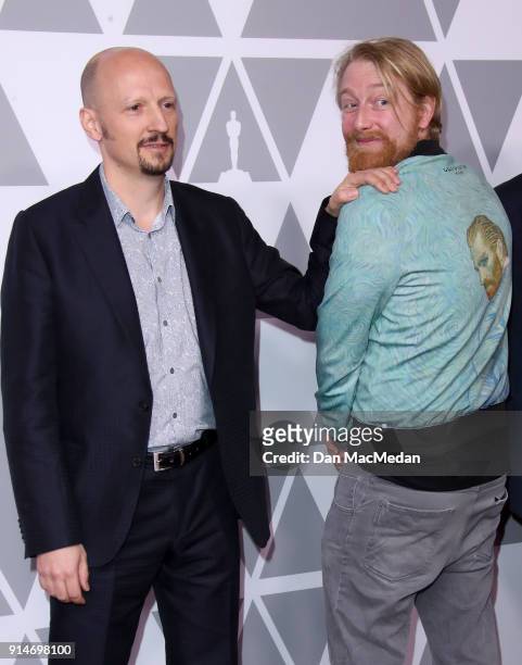 Producer Ivan Mactaggart and director Hugh Welchman attend the 90th Annual Academy Awards Nominee Luncheon at The Beverly Hilton Hotel on February 5,...