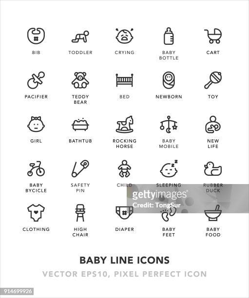 stockillustraties, clipart, cartoons en iconen met baby lijn pictogrammen - mobile