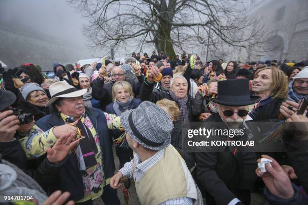 People dance during the Candelora festival at Montevergine Sanctuary in Ospidaletto d'Alpinolo a little village in the south of Italy. The Sanctuary...