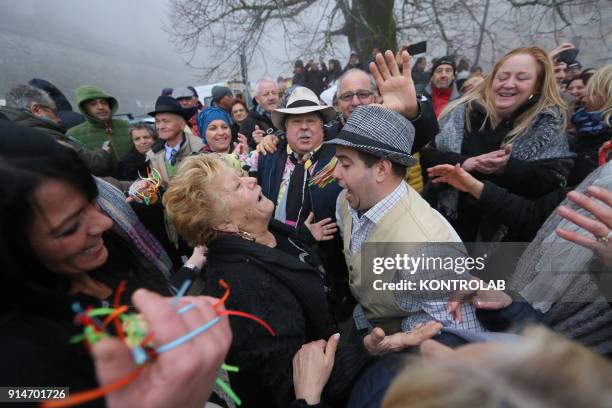 People dance during the Candelora festival at Montevergine Sanctuary in Ospidaletto d'Alpinolo a little village in the south of Italy. The Sanctuary...