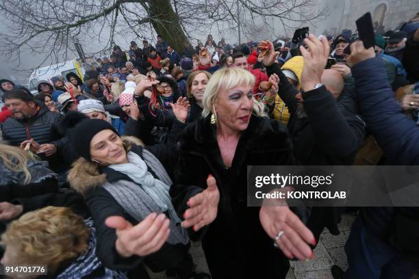 People dance during the Candelora festival at Montevergine Sanctuary in Ospidaletto d'Alpinolo a little village in the south of Italy. The Sanctuary...