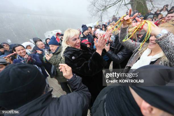 People dance during the Candelora festival at Montevergine Sanctuary in Ospidaletto d'Alpinolo a little village in the south of Italy. The Sanctuary...