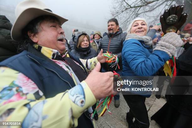 People dance during the Candelora festival at Montevergine Sanctuary in Ospidaletto d'Alpinolo a little village in the south of Italy. The Sanctuary...