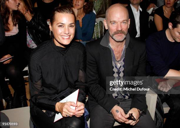 Yasmin LeBon and Michael Stipe attend Yves Saint Laurent Pret a Porter show as part of the Paris Womenswear Fashion Week Spring/Summer 2010 on...