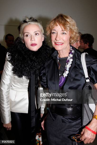 Daphne Guinness and Loulou de la Falaise attend Yves Saint Laurent Pret a Porter show as part of the Paris Womenswear Fashion Week Spring/Summer 2010...