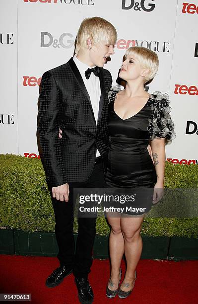 Luke Worrall and Kelly Osbourne arrive at the 7th Annual Teen Vogue Young Hollywood Party at Milk Studios on September 25, 2009 in Hollywood,...