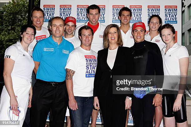 Swimmers and campaign ambassadors Grant Hackett, Eamon Sullivan, Emily Seebohm, Cate Campbell and Jana Pittman launch the Uncle Tobys Swim Survive...