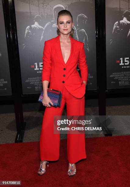 Actress Jeanne Goursaud arrives for the world premiere of "The 15:17 to Paris" at the Warner Bros. Studios SJR theatre in Burbank, California, on...