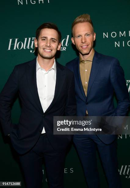 Benj Pasek and Justin Paul attend The Hollywood Reporter 6th Annual Nominees Night at CUT on February 5, 2018 in Beverly Hills, California.