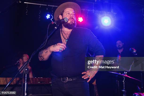 Nathaniel Rateliff and the Night Sweats perform during an EndSession hosted by 107.7 The End at Chop Suey on February 5, 2018 in Seattle, Washington.