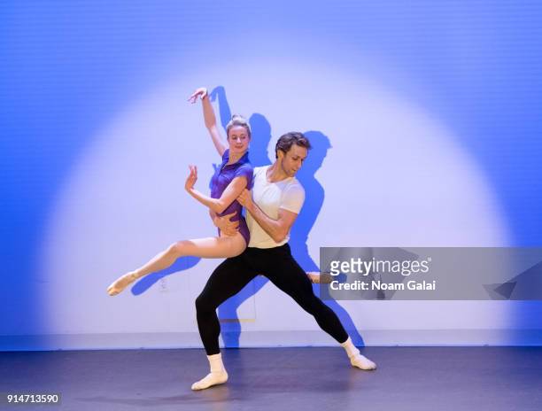 Sterling Hyltin and Adrian Danchig-Waring perform onstage during Jacques d'Amboise's "Art Nest: Balanchine's Guys" on February 5, 2018 in New York...