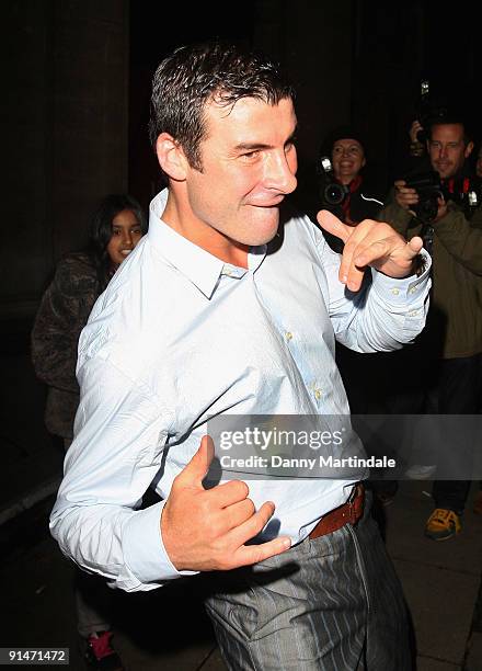 Joe Calzaghe is seen leaving the Pride of Britain Awards at the Grosvenor House Hotel on October 5, 2009 in London, England.