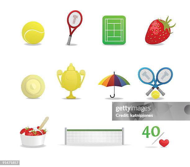 wimbledon tennis icons - vector wimbledon stock illustrations