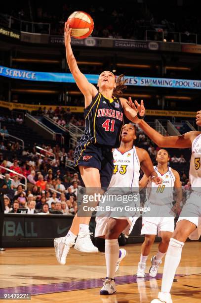 Tully Bevilaqua of the Indiana Fever shoots a layup against the Phoenix Mercury in Game one of the WNBA Finals during the 2009 WNBA Playoffs at U.S....