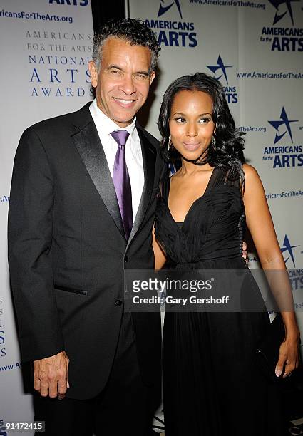 Actors Brian Stokes Mitchell , and Kerry Washington attend the 2009 National Arts Awards at Cipriani 42nd Street on October 5, 2009 in New York City.