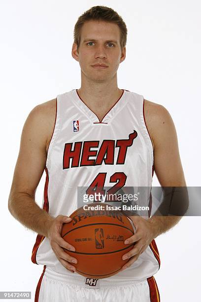 Shavlik Randolph of the Miami Heat poses for a portrait during 2009 NBA Media Day on September 28, 2009 at the America Airlines Arena in Miami,...