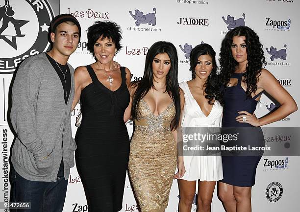 Robert, Kris, Kim, Kourtney, and Khloe Kardashian at Kim Kardashian's 27th Birthday Party on October 21, 2007 at Les Deux in Hollywood, California.