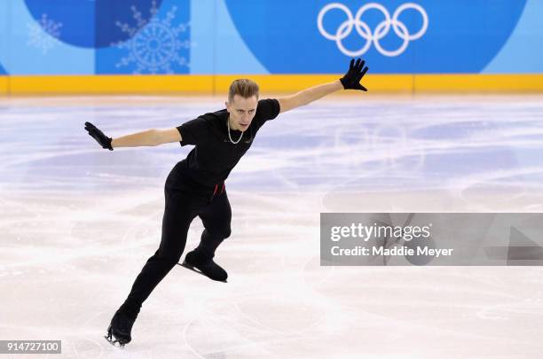 Michael Brezina of The Czech Republic practices during Figure Skating training ahead of the PyeongChang 2018 Winter Olympic Games at Gangneung Ice...