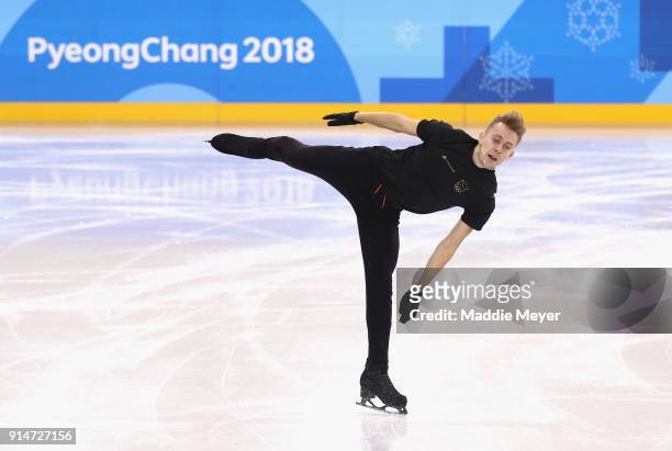 Michael Brezina of The Czech Republic practices during Figure Skating training ahead of the PyeongChang 2018 Winter Olympic Games at Gangneung Ice...