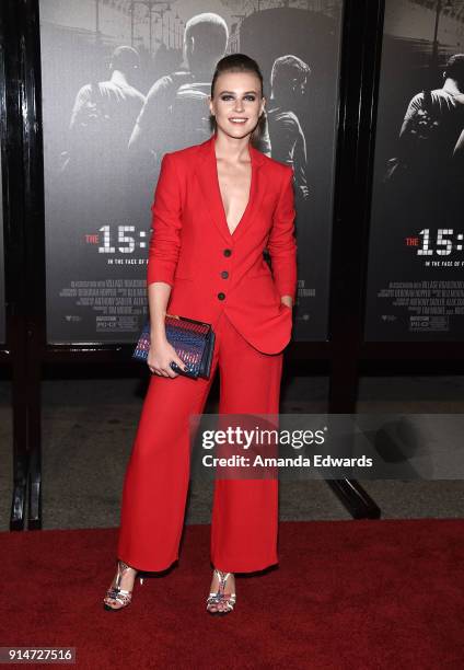 Actress Jeanne Goursaud arrives at the premiere of Warner Bros. Pictures' "The 15:17 To Paris" at Warner Bros. Studios on February 5, 2018 in...