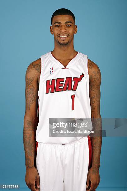 Dorell Wright of the Miami Heat poses for a portrait during 2009 NBA Media Day on September 28, 2009 at the America Airlines Arena in Miami, Florida....