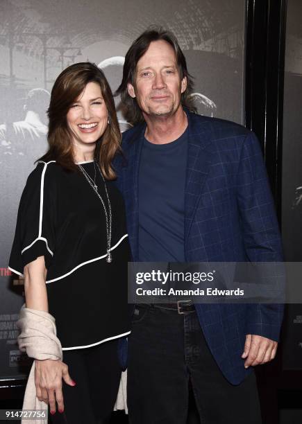 Actress Sam Sorbo and actor Kevin Sorbo arrive at the premiere of Warner Bros. Pictures' "The 15:17 To Paris" at Warner Bros. Studios on February 5,...