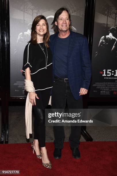 Actress Sam Sorbo and actor Kevin Sorbo arrive at the premiere of Warner Bros. Pictures' "The 15:17 To Paris" at Warner Bros. Studios on February 5,...