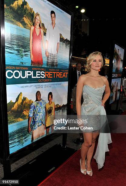 Actress Kristen Bell arrives at the Los Angeles premiere of "Couples Retreat" held the Mann's Village Theatre on October 5, 2009 in Westwood, Los...