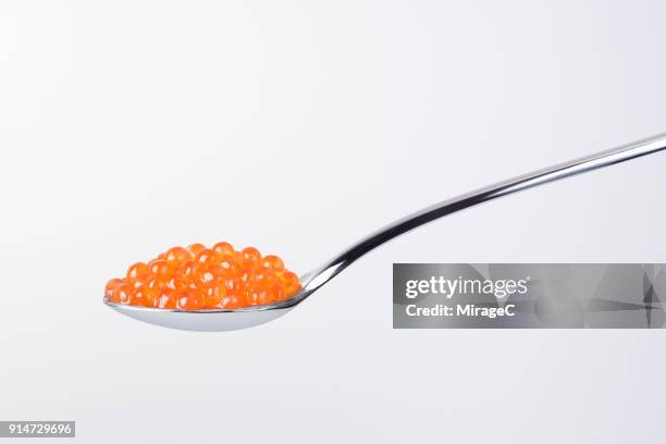 ikura in spoon - ikura stock pictures, royalty-free photos & images