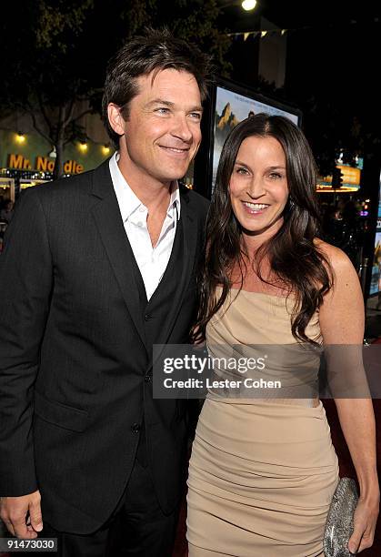 Actor Jason Bateman and wfie Amanda Anka arrive at the Los Angeles premiere of "Couples Retreat" held the Mann's Village Theatre on October 5, 2009...