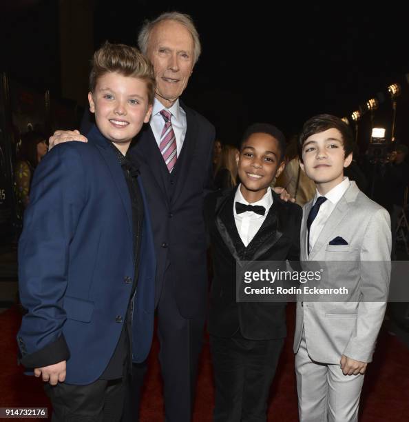 William Jennings, director/producer Clint Eastwood, Paul-Mikel Williams, and Bryce Gheisar arrive at the premiere of Warner Bros. Pictures' "The...