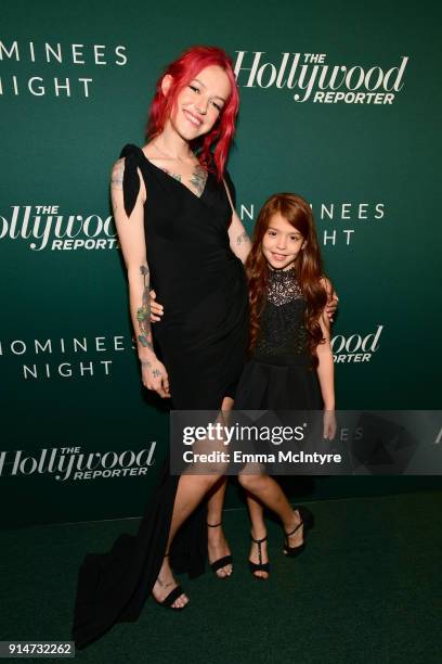 Bria Vinaite and Valeria Cotto attend The Hollywood Reporter 6th Annual Nominees Night at CUT on February 5, 2018 in Beverly Hills, California.