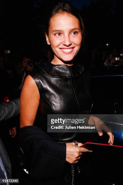 Virginie Ledoyen arrives at the Yves Saint Laurent Pret a Porter show as part of the Paris Womenswear Fashion Week Spring/Summer 2010 on October 5,...