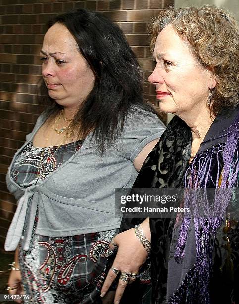 Former MP Taito Phillip Field's step-daughter Jackie Ahtong and his wife Maxine Jennings-Field leave the court after his sentencing at Auckland High...