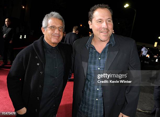 Universal Studios President/COO Ron Meyer and Writer/Actor Jon Favreau arrive at the Premiere Of Universal Pictures' "Couples Retreat" held at Mann's...