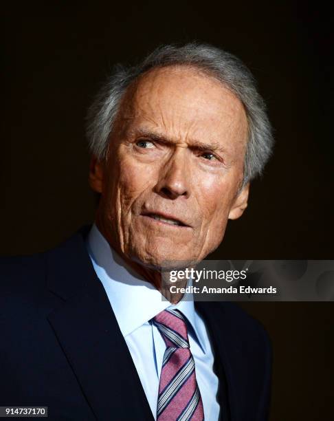 Director and producer Clint Eastwood arrives at the premiere of Warner Bros. Pictures' "The 15:17 To Paris" at Warner Bros. Studios on February 5,...