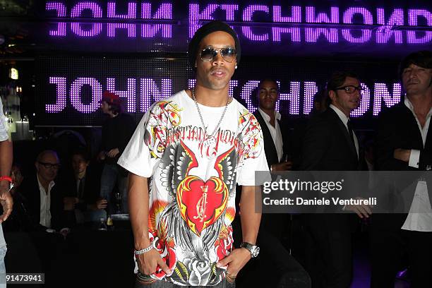 Ronaldinho attends the John Richmond Party as part of the Paris Womenswear Fashion Week Spring/Summer 2010 at the VIP Room Theatre on October 5, 2009...