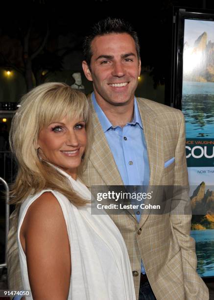 Football player Kurt Warner and wife arrive at the Los Angeles premiere of "Couples Retreat" held the Mann's Village Theatre on October 5, 2009 in...