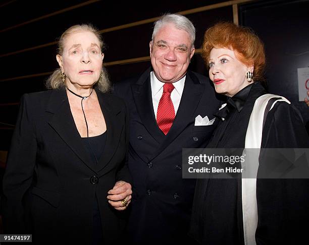 Actress Lauren Bacall, film critic Rex Reed and actress Arlene Dahl attend the "Designing Woman" AMPAS screening at the Academy Theater at Lighthouse...