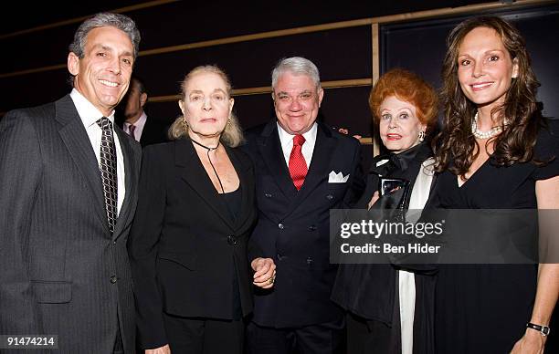 Charles Cohen, Actress Lauren Bacall, film critic Rex Reed, actress Arlene Dahl and Clo Cohen attend the "Designing Woman" AMPAS screening at the...