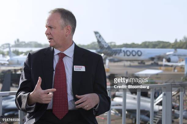Steven Lien, president of Asia Pacific at Honeywell Aerospace, speaks during a Bloomberg Television interview at the Singapore Airshow in Singapore,...